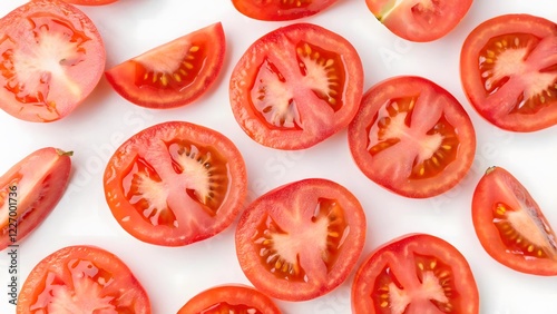 top-view-tomatoes-slices-on-white-background