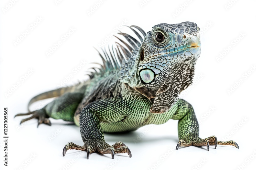 Green iguana on white background Green iguana on white background