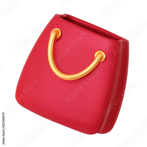 Stylish 3D red velvet shopping bag with a luxurious and elegant feel. Ideal for fashion boutiques, online stores, and branding materials. A perfect digital asset for luxury retail and modern shopping 