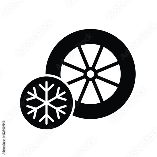 Winter tire type icon vector auto tire  service sign