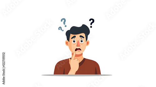 Person in a business suit with raised hands and a large question mark above the head, symbolizing confusion or uncertainty. The person appears to be in a state of pondering or questioning