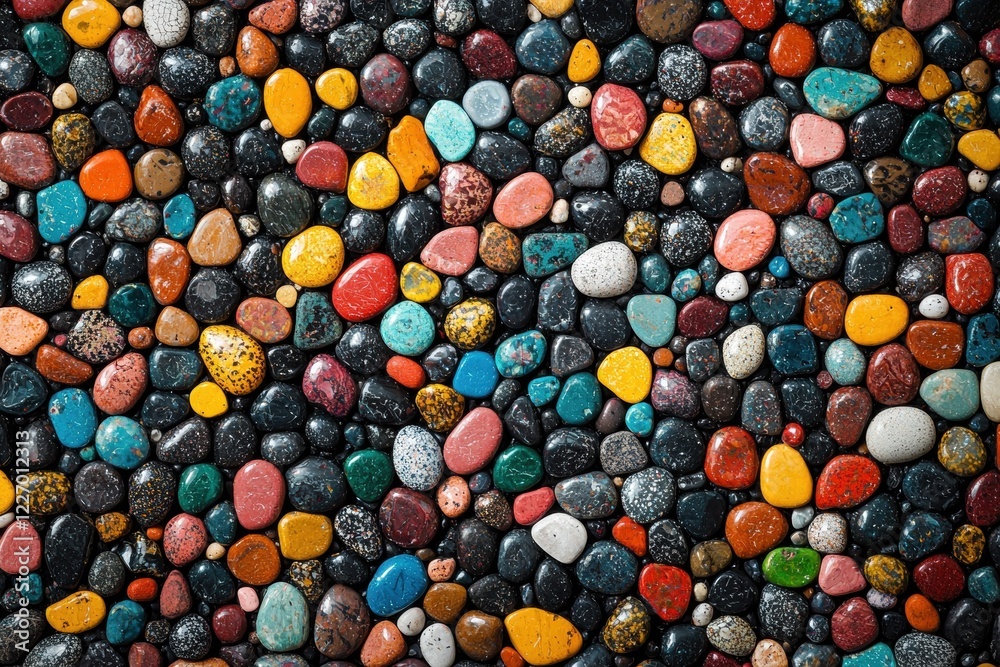 Vibrant colorful pebbles texture background: nature's mosaic of smooth stones Vibrant colorful pebbles texture background: nature's mosaic of smooth stones