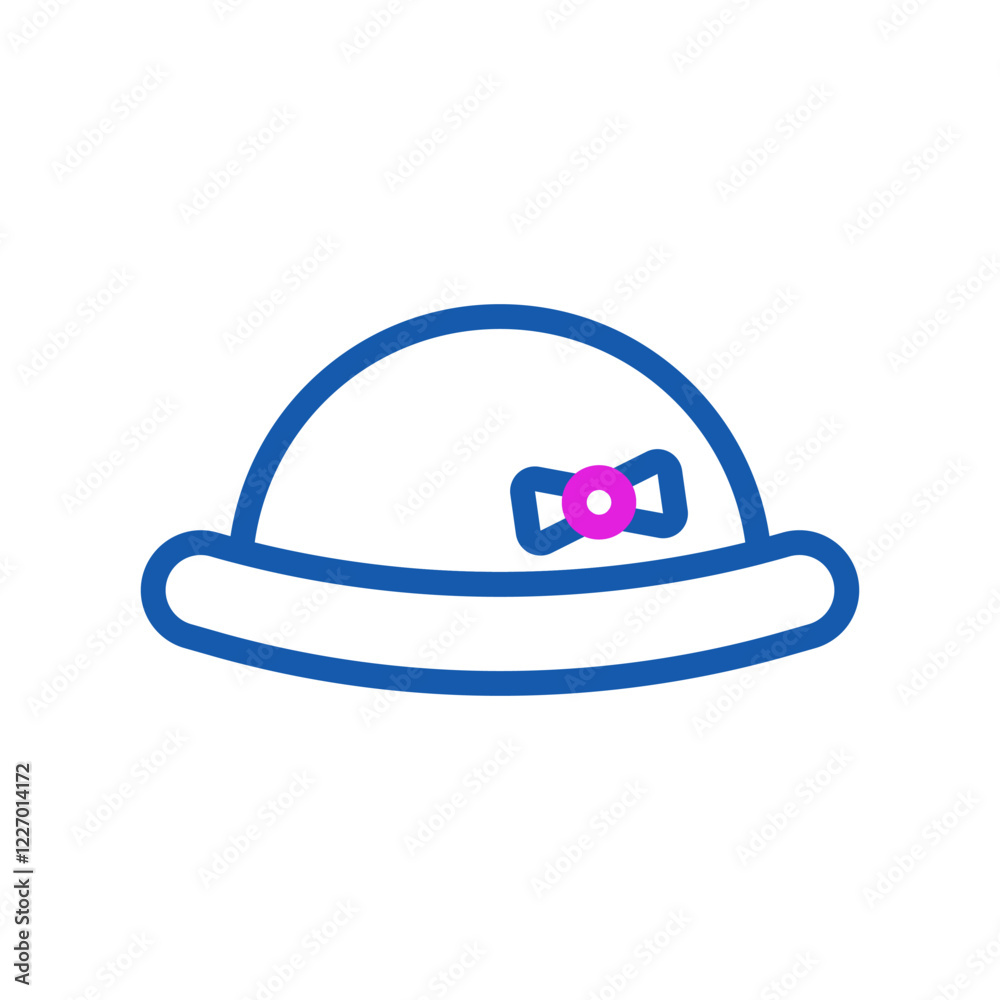 Fototapeta premium Blue outlined hat with a pink bow illustration