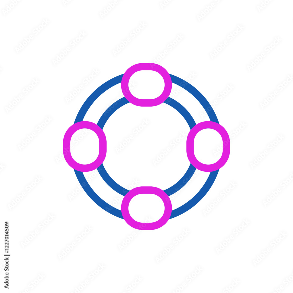 Interlinked Rings in Blue and Magenta Design Style Interlinked Rings in Blue and Magenta Design Style