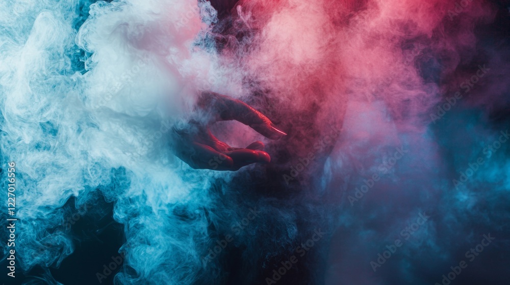 Fototapeta premium Colorful smoke clouds blending in an abstract composition