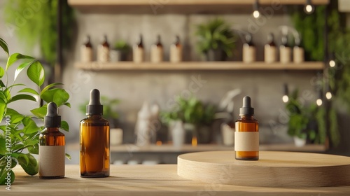 Wallpaper Mural Natural skincare products on a wooden countertop in a bright interior Torontodigital.ca