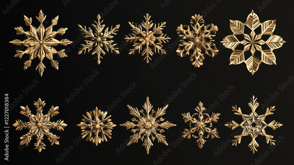 Set of golden snowflakes for holiday design. Jpeg version also available in gallery Set of golden snowflakes for holiday design. Jpeg version also available in gallery