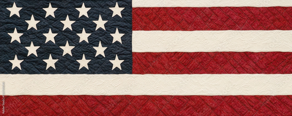 Close up of flag featuring detailed stars and bold stripes, showcasing vibrant colors of red, white, and blue. This evokes sense of patriotism and pride Close up of flag featuring detailed stars and bold stripes, showcasing vibrant colors of red, white, and blue. This evokes sense of patriotism and pride