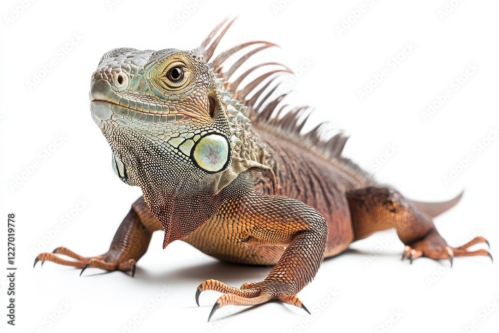 Obraz premium Green iguana basking in the sun