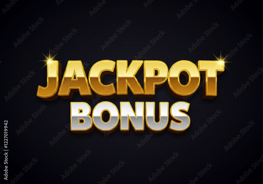 Fototapeta premium Jackpot bonus text effect on dark background , Gold