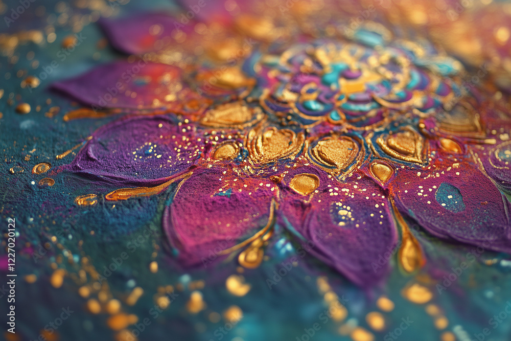 A vibrant collection of Holi-themed background prompts featuring colorful powder splashes, rangoli, neon effects, watercolor textures, and festive elements, all including the bold text 