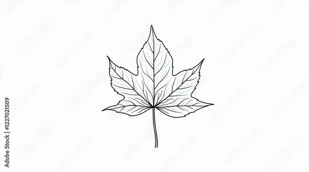Fototapeta premium Detailed Line Art of a Single Leaf with Intricate Veins