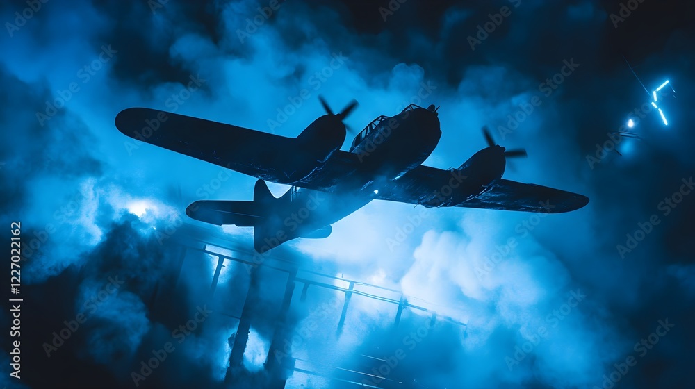 Fototapeta premium wwii night bomber attack silhouette