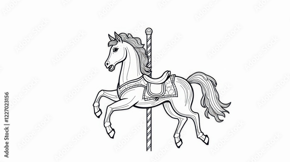 Obraz premium Intricate Line Art of a Carousel Horse