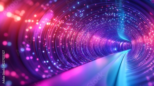 abstract futuristic tunnel with neon lights