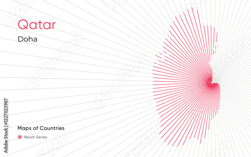 Creative Laser Map of Qatar with Doha as the Center	