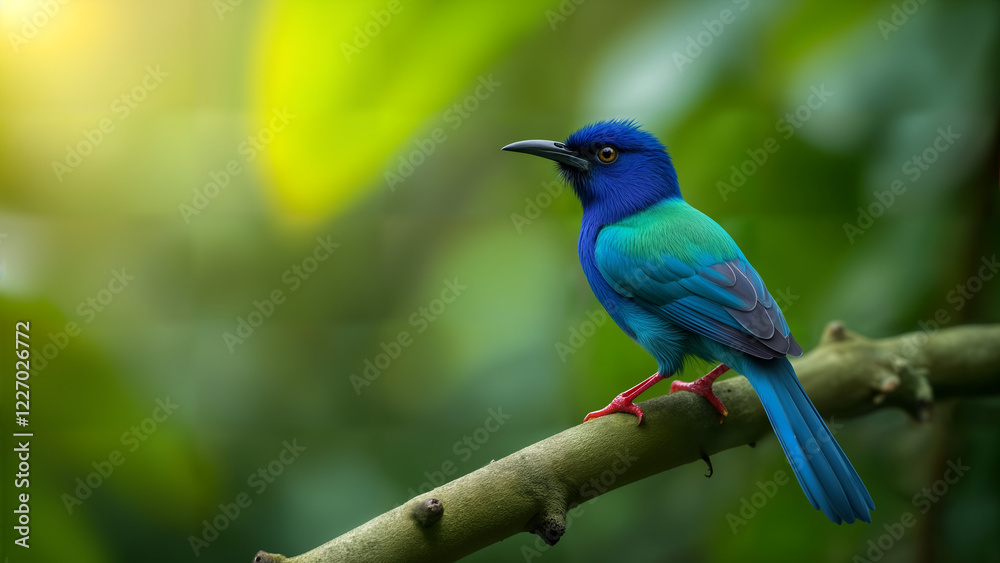 Red-legged Honeycreeper in Tropical Foliage Red-legged Honeycreeper in Tropical Foliage