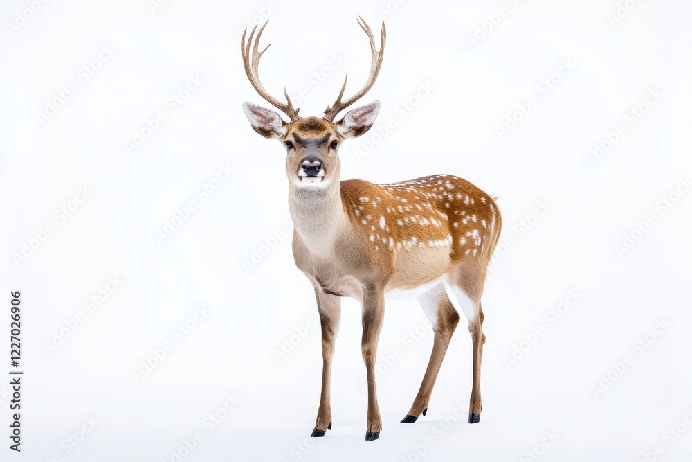Fototapeta premium Fawn-colored deer in winter setting.