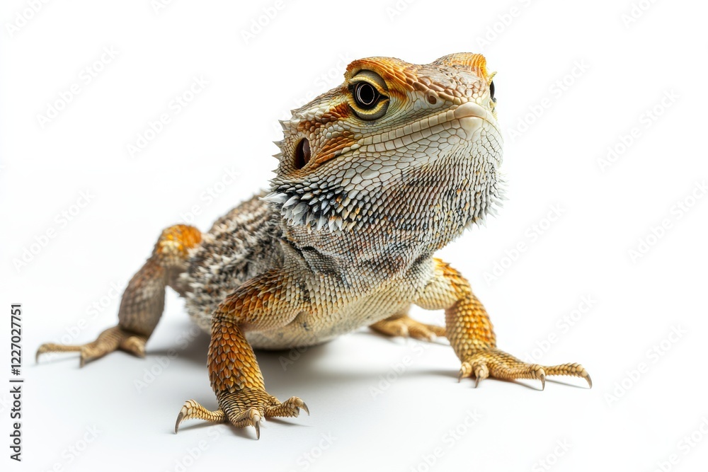 Obraz premium Orange Bearded Dragon on White