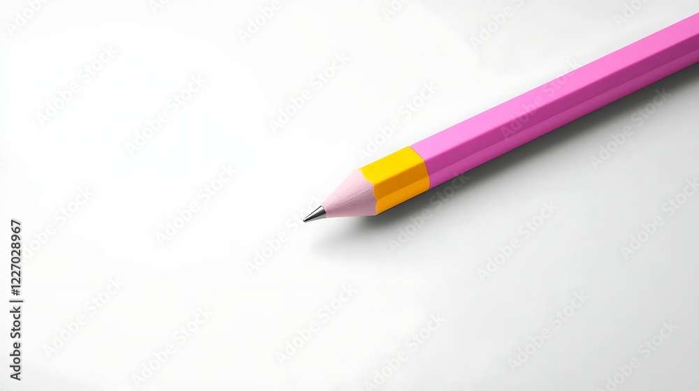 Pink and Yellow Pencil on White Background Pink and Yellow Pencil on White Background