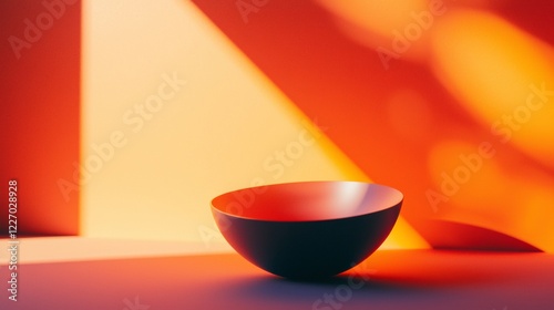 Minimalistic bowl against a colorful abstract backdrop photo