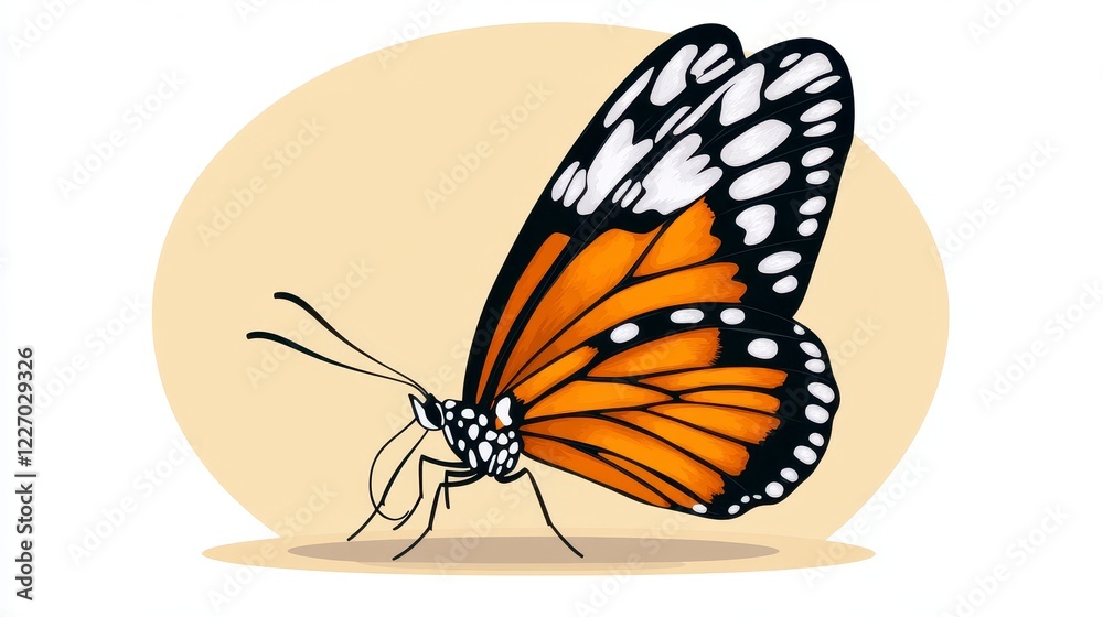 Fototapeta premium Colorful Monarch Butterfly Illustration on a Soft Background