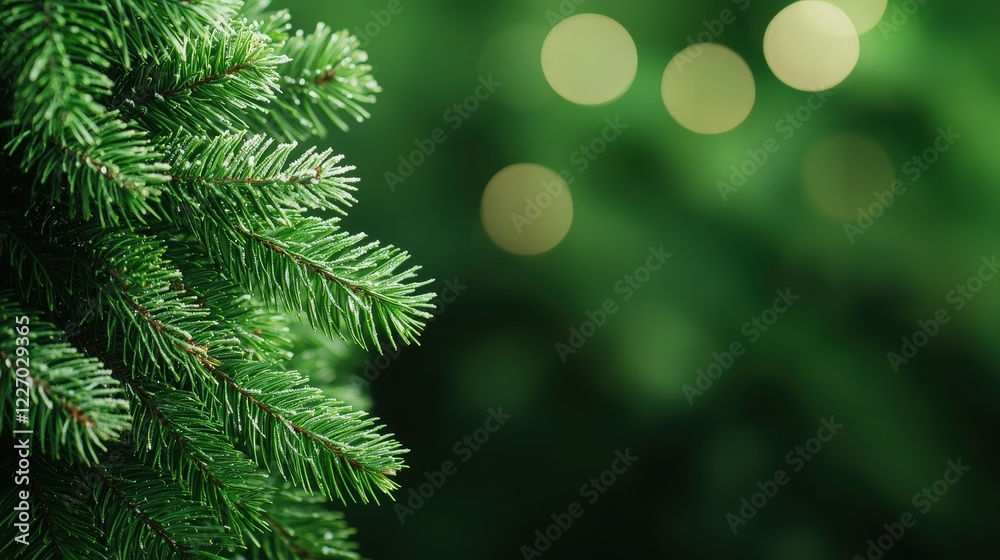 Close up of pine tree branches with blurred background showcasing lush green foliage and natural texture Close up of pine tree branches with blurred background showcasing lush green foliage and natural texture