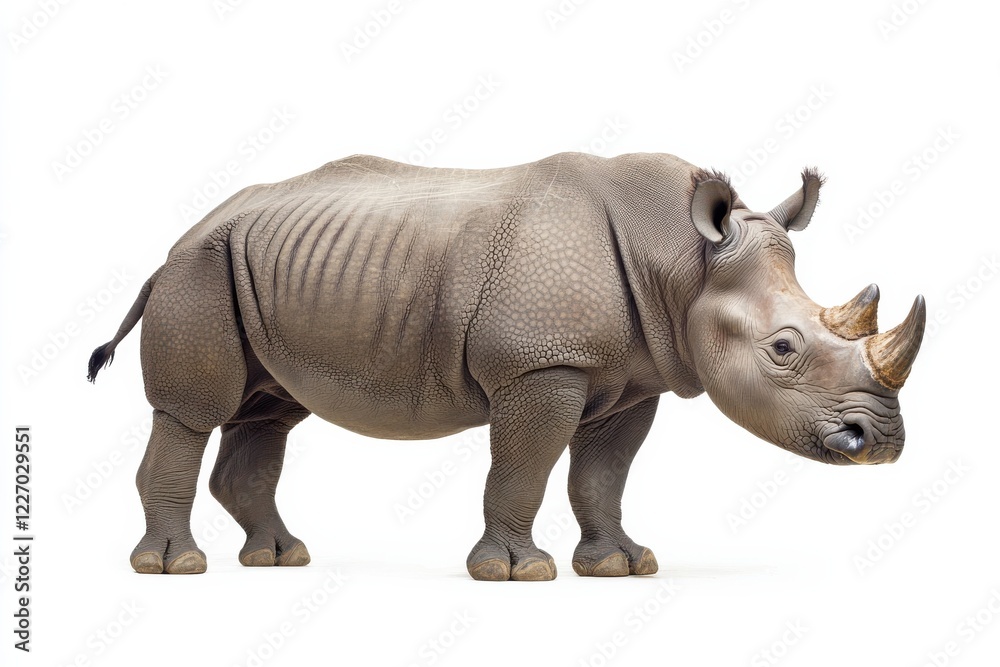 A powerful rhino, standing strong. A powerful rhino, standing strong.