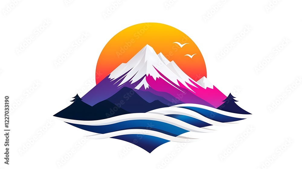 Vibrant Sunset Over a Snowcapped Mountain Range Vibrant Sunset Over a Snowcapped Mountain Range
