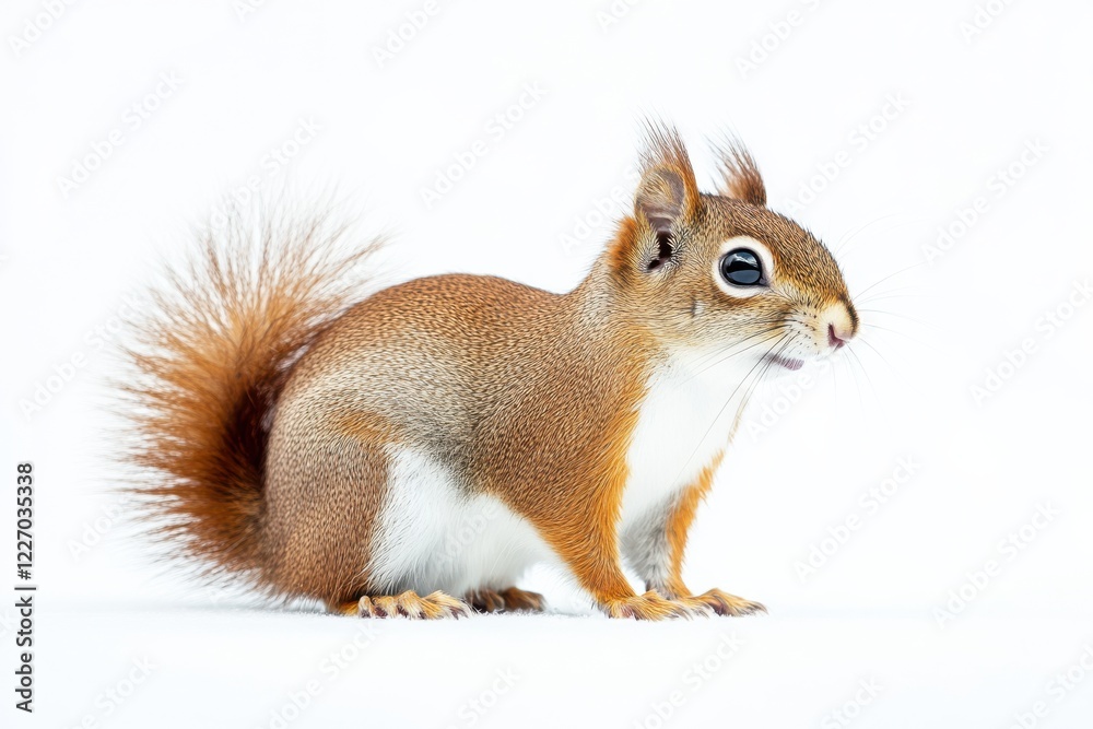 Red Squirrel on White Background Red Squirrel on White Background