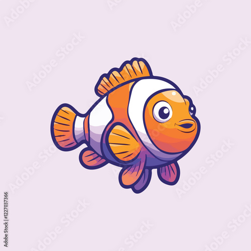 Cute golden fish cartoon Vector Illustration