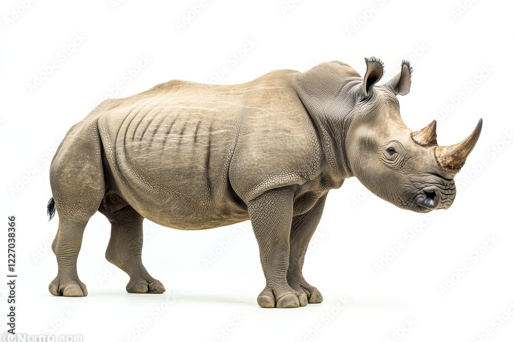 Majestic White Rhinoceros on White Background Majestic White Rhinoceros on White Background