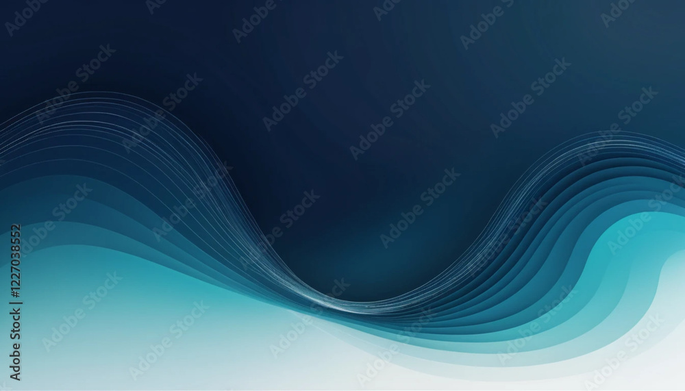 Fototapeta premium Abstract Teal Blue Wave Background Design Modern Digital Art Elegant Smooth Gradient Layers Subtle Texture Minimalist Style Professional Corporate 