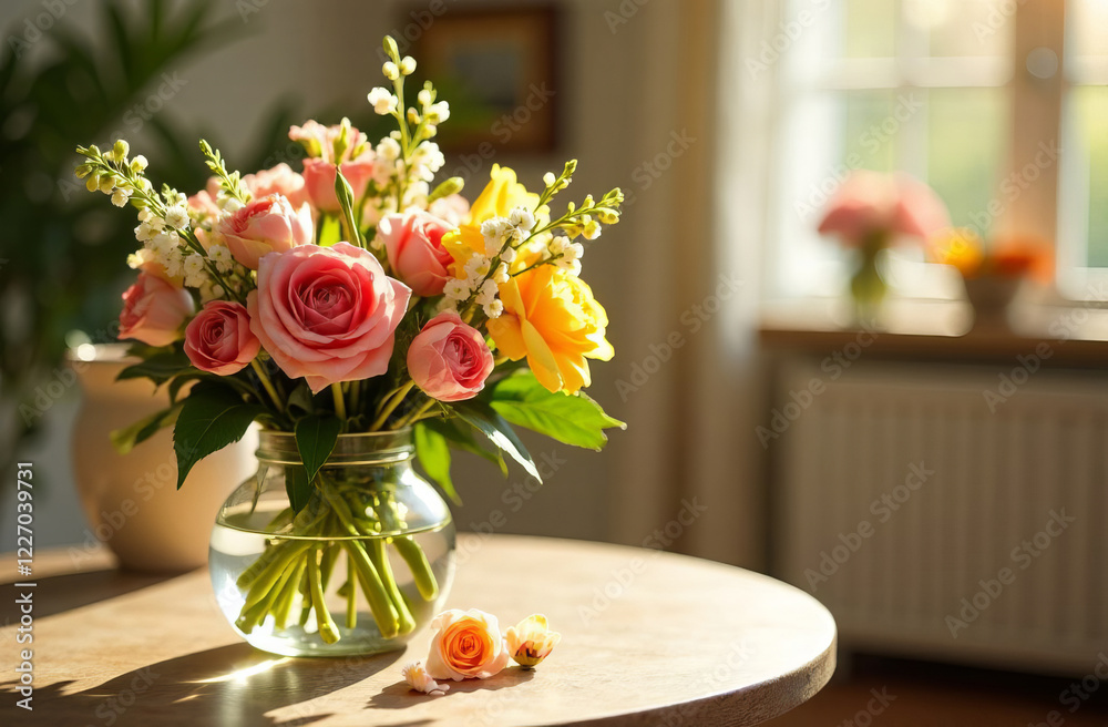 Pink spring flowers for greeting card, space for text. Pink spring flowers for greeting card, space for text.