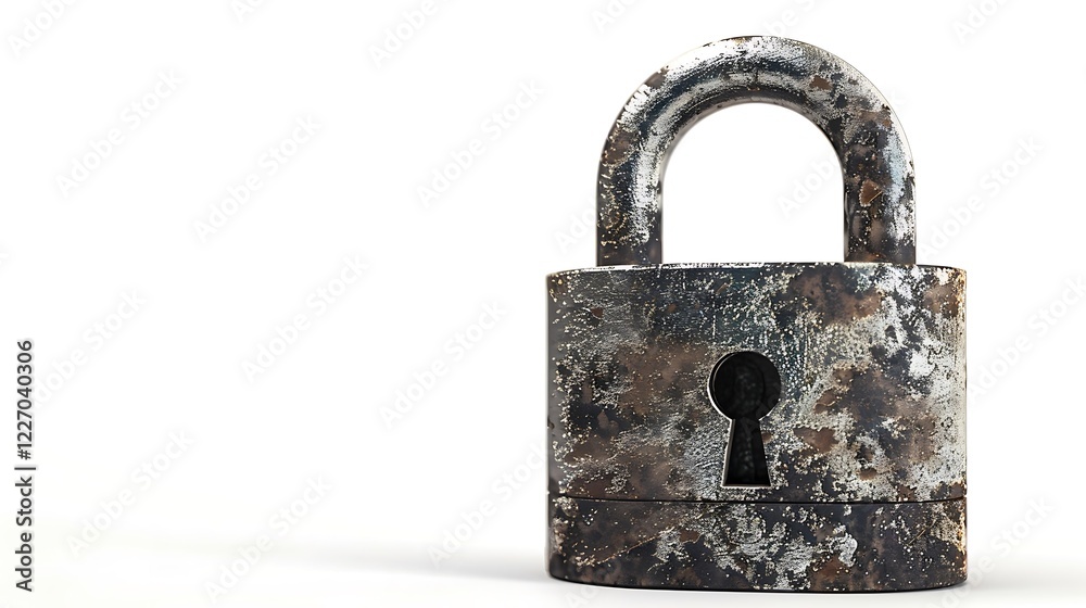 A metal padlock isolated on a white background, symbolizing security, protection, privacy, and the concept of lockdown or restricted access. A metal padlock isolated on a white background, symbolizing security, protection, privacy, and the concept of lockdown or restricted access.