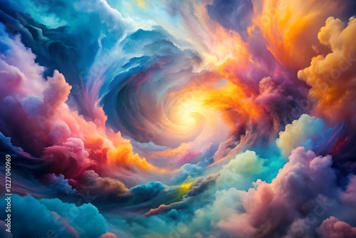 Abstract background with swirling ethereal clouds in soft pastel tones, creating a mesmerizing and tranquil artistic effect.