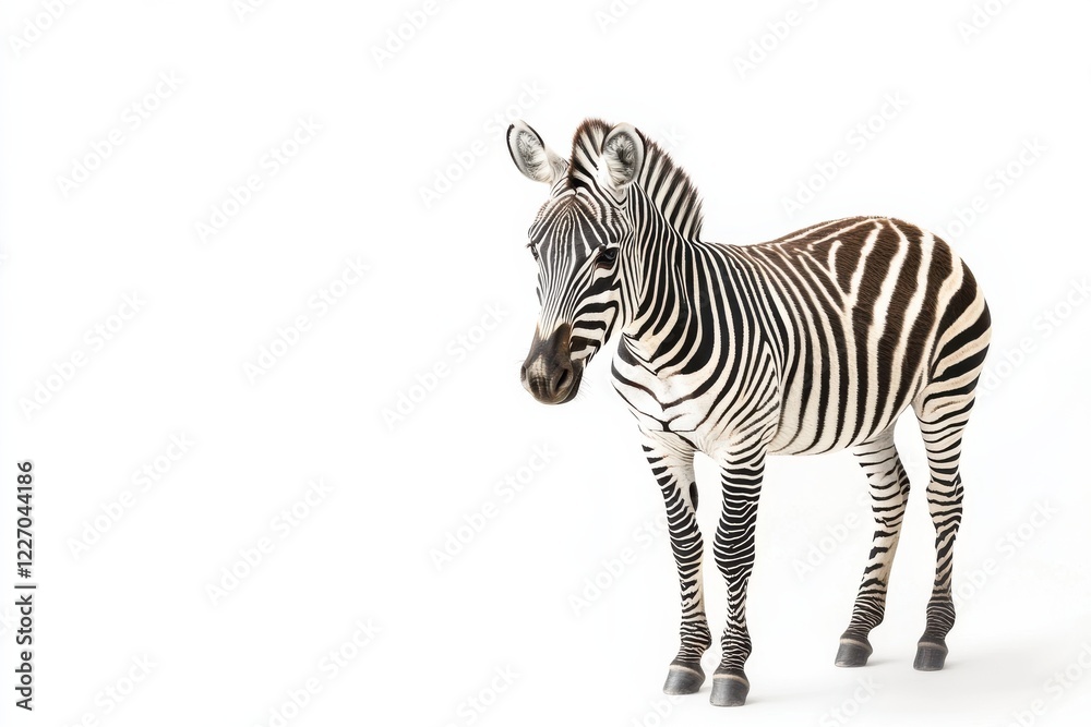 Fototapeta premium Striking Zebra Portrait Against White