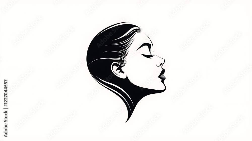 Elegant Black and White Profile Portrait of a Woman Elegant Black and White Profile Portrait of a Woman