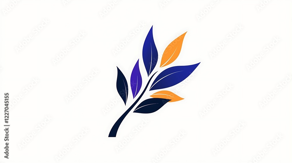 Fototapeta premium Abstract Colorful Leaves Branch Illustration