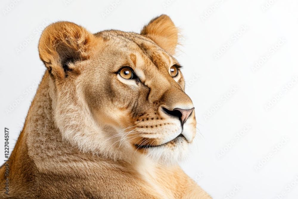 Obraz premium Majestic lioness, golden fur, intense gaze.
