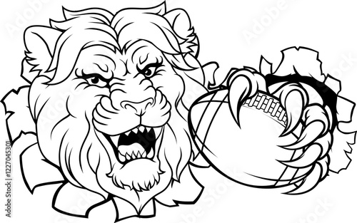 A lion American football sports team cartoon animal mascot