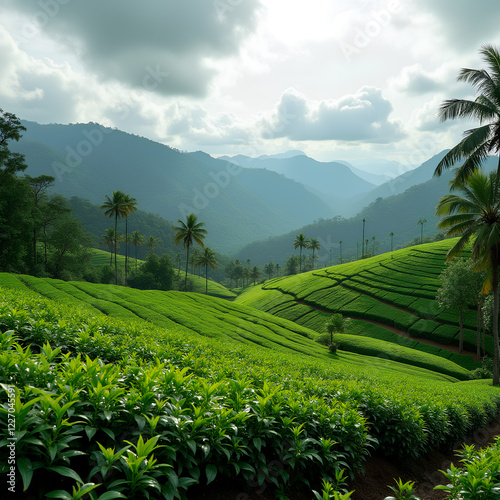 Tea fields in the mountains of Sri Lanka photo