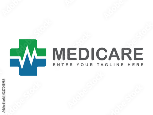 Free Download Medical cross Monogram Logo. Cross icon with pulsa symbol for medical logo - GFXLoad