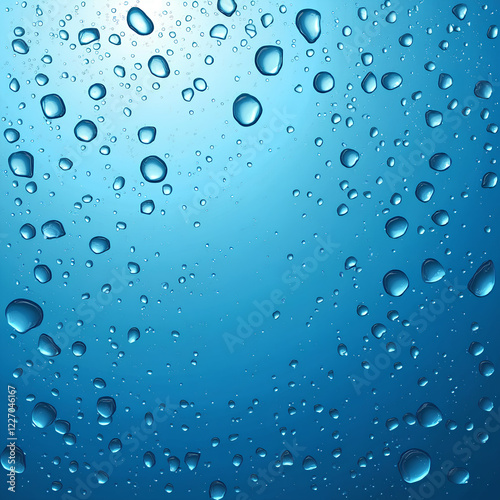 Aerial view of water droplets on a blue background, perfect for wallpaper