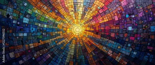 Abstract Colorful Mosaic Sunburst Pattern