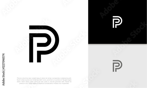 Initials P logo design. Initial Letter Logo. Innovative high tech logo template.	