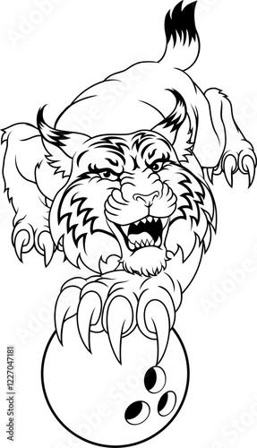 A wildcat or bobcat ten pin bowling ball animal sports team mascot