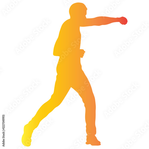 Male Boxing Player Silhouette with Colorful Design. Vector Illustration in Gradient Color