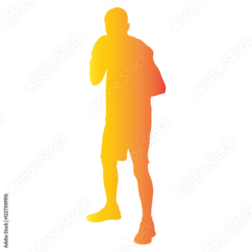 Male Boxing Player Silhouette with Colorful Design. Vector Illustration in Gradient Color