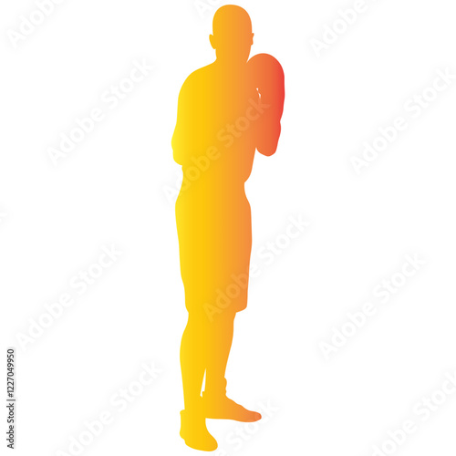 Male Boxing Player Silhouette with Colorful Design. Vector Illustration in Gradient Color